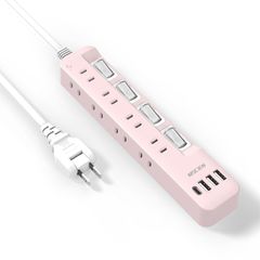 新品 テーブルタップ たこあしコンセント 壁掛け マルチタップ スイッチ付き oa コンセント スイングプラグ usb 雷ガード おしゃれ 2m 延長コード 3個usba ピンク 1個usbc 8個AC口 usb付き 可愛い 電源タップ Mscien