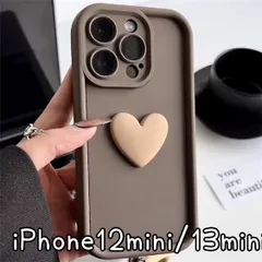 フォロー割クーポン韓国デザイン かわいい ハート  iPhone12mini13mini ケース 韓国 茶色 衝撃吸収