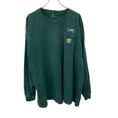 carhartt 長袖 ロゴTシャツ 3XL グリーン プルオーバー ポケット付き ビッグサイズ カーハート 古着卸 アメリカ仕入 a705-5496