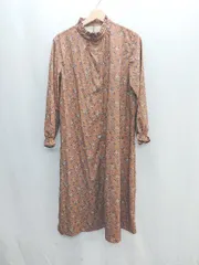 ◇ Plame Collome プレミィコロミィ 長袖 ロング丈 ワンピース サイズF ブラウン ネイビー レディース E  【1406050097592】