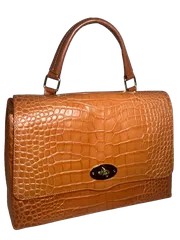 【Rebecca】 ハンドバッグ 一本手 カブセ型 2WAY イタリア牛本革 クロコ 型押し レディース PS-241025オレンジブラウン 牛革 本革 クロコダイル 型押し バッグ BAG