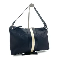 ■美品■BALLY バリー　トレインスポッティング　アクセサリーポーチ　ワンショルダーバッグ　ワンハンドバッグ　ナイロンキャンバス　バリーストライプ　ブラック　シルバー金具　スイス製　レディース