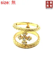 ローリーロドキン Loree Rodkin 18K CZ ダイヤ クロスデザインダブルリング ETCHED HALO BAND/FANCY CROSS CENTER 18K GOLD RING レディース  9号のサムネイル