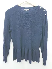 ◇ Θ NATURAL BEAUTY BASIC 薄手　肩ボタン　ペプラム　リブ　ニット 長袖 トップス サイズM ネイビー レディース P  【1410160012000】