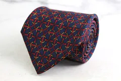 エルメス ブランド ネクタイ 総柄 ドット 格子柄 シルク フランス製 PO メンズ ネイビー HERMES 【中古】