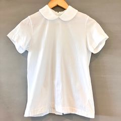 tricot COMME des GARCONS トリコ コムデギャルソン 丸襟 ポロシャツ 白シャツ 半袖 背面ボタン ホワイト レディース Sサイズ