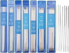 【在庫処分】Kingsie 棒針 編み棒 35本セット ステンレス製 編み針 短い 20cm 2.0㎜から5㎜まで 手編み針 手芸用品
