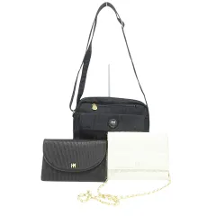 ハナエモリ HANAE MORI 3点 セット おまとめ ショルダーバッグ クラッチ 箱付き有 チェーン 黒 ブラック 白 ホワイト ■GY99