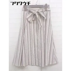 ◇ ◎ BE RADIANCE ビーラディエンス ストライプ 膝下丈 フレア スカート サイズF ベージュ系 マルチ レディース  【中古】 【1111300005912】