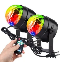 新品6w_7色変化 Litake(リテーク) LED ミラーボール ディスコライト 家庭用 7色 RGB 回転 リモコン付き 音声起動 多色変更 クラブ パーティー ステージ 舞台照明 (2個セット)
