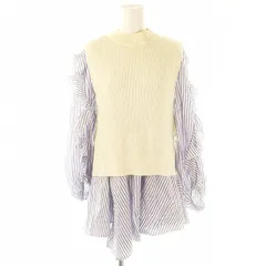 スナイデル SNIDEL ニットドッキングパフスリブラウス 長袖 プルオーバー コットン F 青 ブルー ベージュ /YQ ■OS