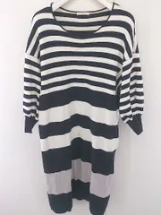 ◇ CROLLA クローラ ボーダー 長袖 膝丈 ワンピース ブラック ホワイト グレー レディース  【中古】 【1204050007845】のサムネイル