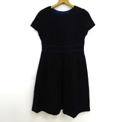 ミラショーン ワンピース ドレス 半袖 ブランド トップス レディース 38サイズ ネイビー系 mila schon 【中古】