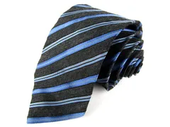 ヒューゴボス ブランドネクタイ ストライプ柄 メンズ グレー HUGO BOSS 【中古】