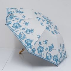 折りたたみ日傘 NINA RICCI ニナリッチ USED美品 晴雨兼用 サマーシールドLⅡ 花 UV 遮光 遮熱 ライトブルー 50cm FA9135