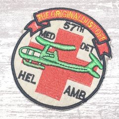 HE34 ベトナム 戦争 ワッペン 戦闘ヘリ 赤十字 メディック DUST OFF 57th Medical Detachment 第57医療分遣隊 Helicopter Ambulance 白 赤