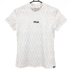 【超美品】フィラゴルフ 半袖ハイネックシャツ 白×グレー ダイヤ柄風  レディース M ゴルフウェア FILA GOLF