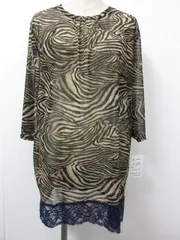 【送料無料】新品 Peal ピール ミセスエレガント シフォンチュニック カットソー トラ柄 レース刺繍切替 レディース ML■L17319SSS18(0) （4）6/03