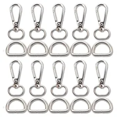 新品 [KRM] dかん 20mm ナスカン セット [４色] レザークラフト バッグ 「ショルダーベルト金具などに使用できるDカンとナスカンのセットです♪」 ハンドメイド パーツ レバーナスカン ワンタッチキーホルダー金具 (シルバー)