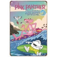 【792】新品 レトロ ブリキ看板 ★Pink PANTHER★ ピンクパンサー アメリカン雑貨 ガレージ フェンス ヴィンテージ プレート