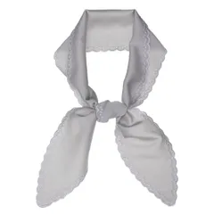 Allegra K シルクスカーフ リボンスカーフ レース 刺? 無地 細 ネッカチーフ 髪飾り バンダナ レディース グレー Free