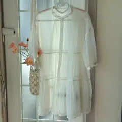 ヴィンテージ シースルー ティアード ベビードール ブラウス-クローゼットオーガナイザー