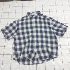 ◇ ⊂ PUBLUX パブリュクス チェック柄 カジュアル 半袖 ポケットシャツ サイズM ネイビー系 メンズ E  【1508250014109】