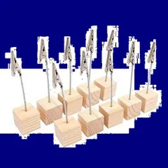 【在庫処分】メモクリップ メモホルダー スワイヤー メモスタンド カードスタンド カード立て・写真立てに 木製 オフィス/机上用品/文房具用に (木色１０個セット)