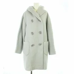 ランバンオンブルー LANVIN en Bleu ロングコート フード ダブル リボン ウール モヘヤ混 38 M ライトグレー /KU ■MUのサムネイル