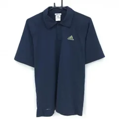 アディダス 半袖ポロシャツ ネイビー シンプル ロゴプリント CLIMACOOL メンズ L ゴルフウェア adidas