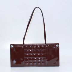 【CHANEL シャネル】チョコバー パテントレザー バッグ ハンドバッグ ボルドー 5959624