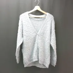 ◇ INGNI イング フロントボタン ニット 秋冬 かわいい 長袖 カーディガン サイズM ブルー レディース E  【1308160043226】
