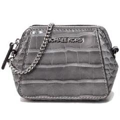 マイケルコース ポーチ MICHAEL KORS クロコダイルエンボスドレザー シャーロット SM ポーチ チェーン キーフォブ キーリング 小物入れ マルチポーチ アッシュグレー 35F0SCFK1E