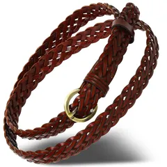 【新品】 [Harewith] ベルト レディース 本革 細ベルト ゴルフ スーツ 柔らかい 軽量 (ブラウンメッシュ) 0