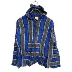 MR.BAJA メキシカンパーカー Mサイズ ジップアップ ブルー グレー アクリル メキシコ製 古着卸 アメリカ仕入 t2411-3478