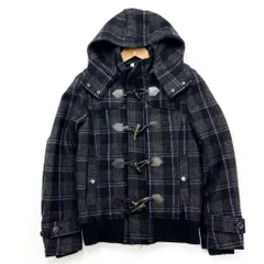 MEN'S BIGI ☆ オシャレなカラーライン◎ ウール ダッフルコート ダークグレー パープル 2 大人カジュアル モード 古着 メンズビギ■FE211のサムネイル