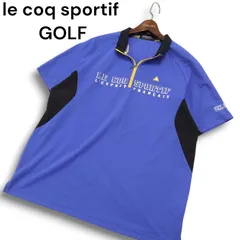 le coq sportif GOLF ルコック スポルティフ ゴルフ ロゴ プリント★ 半袖 ハーフジップ シャツ Sz.LL メンズ 大きいサイズ