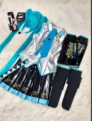 初音ミク 通常V コスプレ衣装 コスチューム ボーカロイドシリーズ 風 ボディースーツ 制服 グッズコスプレ キャラ 人気 アニメcosplay  文化祭 ステージ服 変装 演出服 ウイッグ付き675
