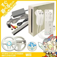 Wii ウィー 本体 すぐ遊べるセット ソフト付（マリオカートWii）ハンドル2点付 純正 中古 動作品
