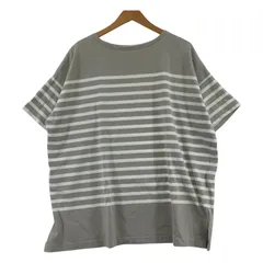 Samansa Mos2 blue サマンサモスモス ブルー オーバーサイズ ボーダーカットソー sizeフリー/グレー×ホワイト