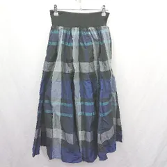 ◇ ⊂ OF STYLE オブスタイル ブロックチェッ ロング フレア フレアスカート サイズ38 ブルー系 レディース E  【1505290003001】