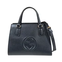 【極美品】グッチ ボディバッグ インターロッキング GG ソーホー シボ革 黒 GUCCI（グッチ） 極 美品 希少品 ソーホー インターロッキングG ロゴ