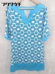 ◇ NATURAL BEAUTY BASIC 総柄 七分袖 膝丈 ワンピース サイズM ブルーホワイト レディース 【中古】 【1002801338855】