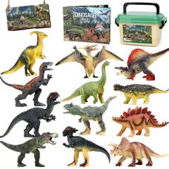 【在庫セール】きょうりゅう おもちゃ T-Rex ヴェロキラプトル フィギュア 収納ボックス ディノブック 現実的な恐竜フィギュア 12個恐竜 子供 おもちゃ 男の子 恐竜おもちゃ 女の子 誕生日プレゼント ギフト