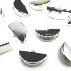 P-256 扇ワニカン 25mm【ホワイトシルバー】10個入 銀 ワニ口 クリップ 留め具 紐留め リボン留め 鰐 エンボス加工 ピアス イヤリング ネックレス ストラップ ハンドメイド アクセサリー パーツ