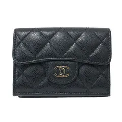 CHANEL シャネル ミニ三つ折り財布 AP0230 マトラッセ キャビアスキン ゴールド金具 ブラック【中古】【新品同様】【美品】レディース