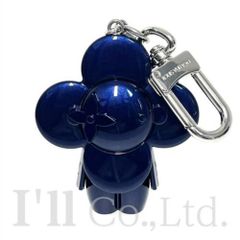 値下げ！Louis Vuitton　ルイ・ヴィトン　ビジューサック　ヴィヴィエンヌ　M00483　メタル　ブルー　シルバー　アクセサリー小物　ブランド小物　キーホルダー　フック　キーリング　バッグチャーム　モノグラムフラワー　【中古】【62536】