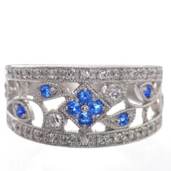 指輪 レディース リング アウイナイト プラチナ ダイヤモンド Pt950 ミル打ち 幅広 刻印入り 鑑別書付き 日本製【アクセサリーマート/メルカリShops店】