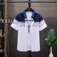 [XXXL]メンズ ファッション 服  オシャレ シンプル 大人 かっこいい 大きいサイズ ストリート 紳士服 青 夏 薄手 シャツ 半袖 韓国スタイル ジャケット シャツ