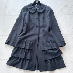 【極美品】エムズグレイシー　ロングコート　ビジュー　フリル　ノーカラー　黒 2025年最新】エムズグレイシー コートの人気アイテム - メルカリ